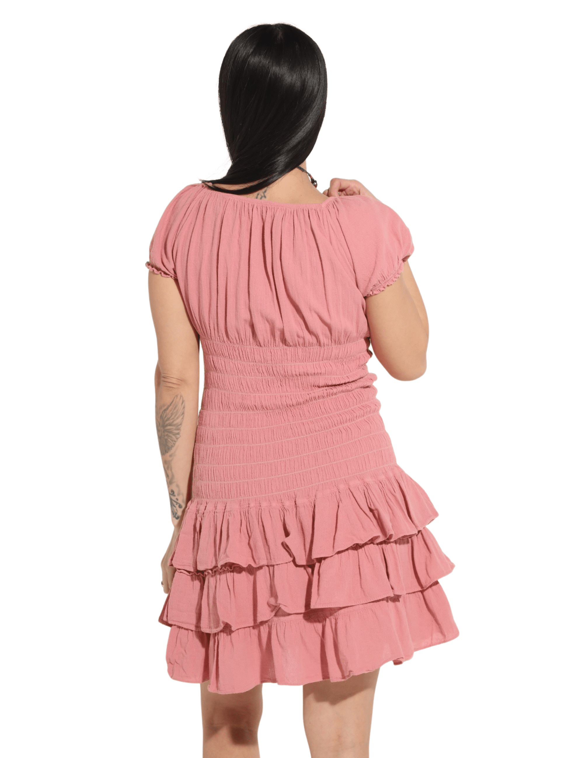 Fashion Corner LA Salmon Colored Ruffle Vestido Peruano (Copy Needed)