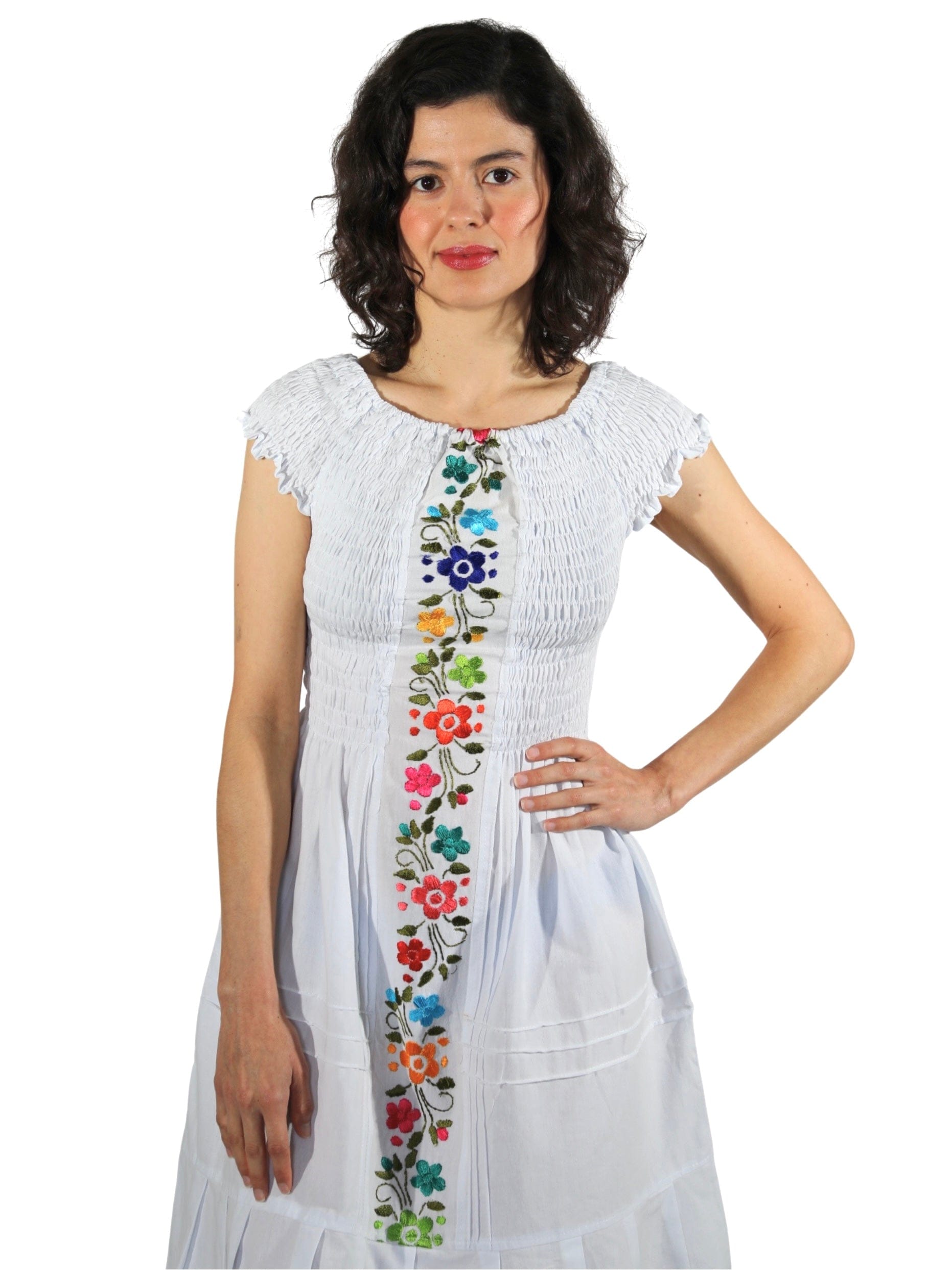 White Mexican Dress | Embroidered White Mexican Dress | Embroidered