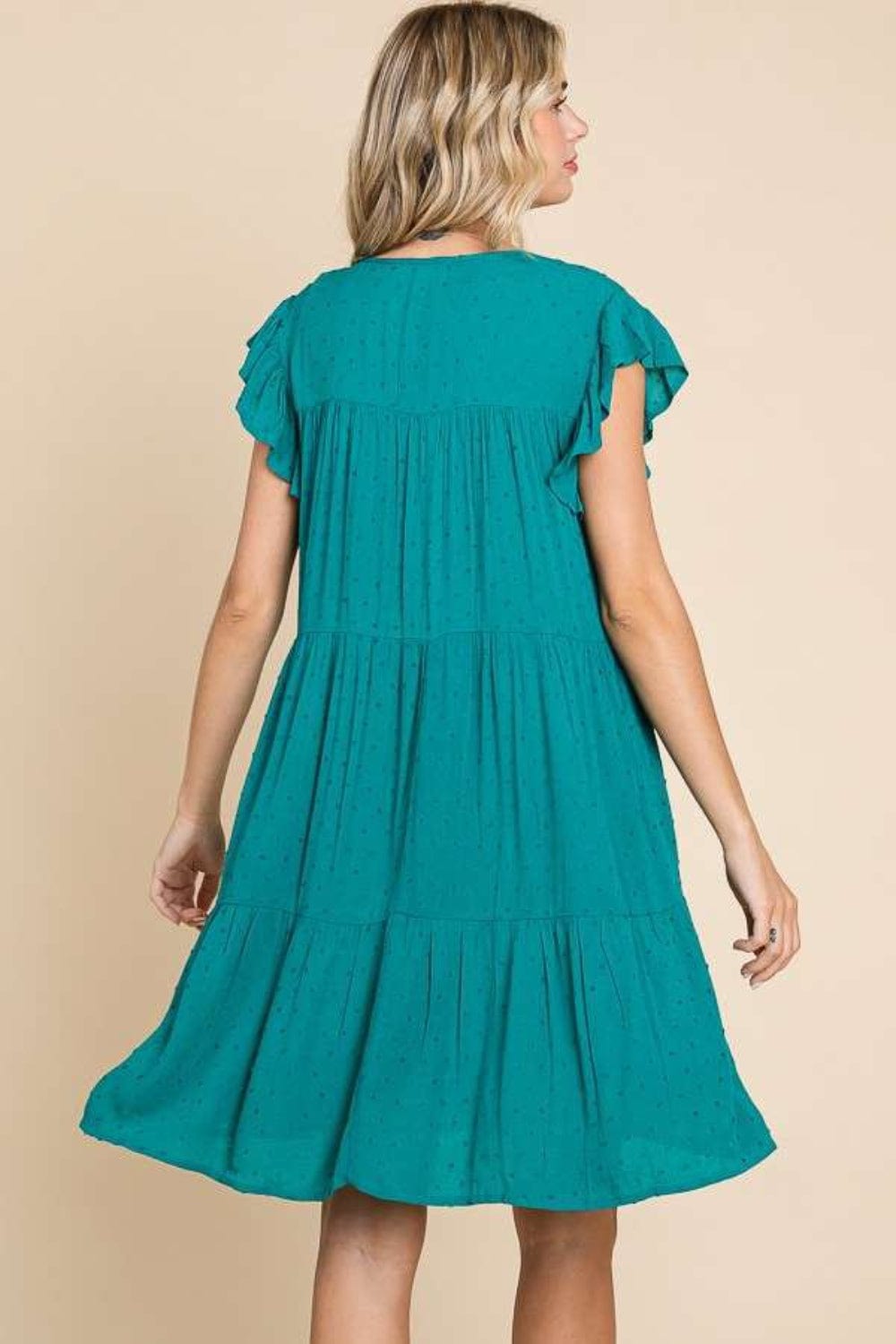 Trendsi Culture Code Ruffle Cap Sleeve Tiered Dress