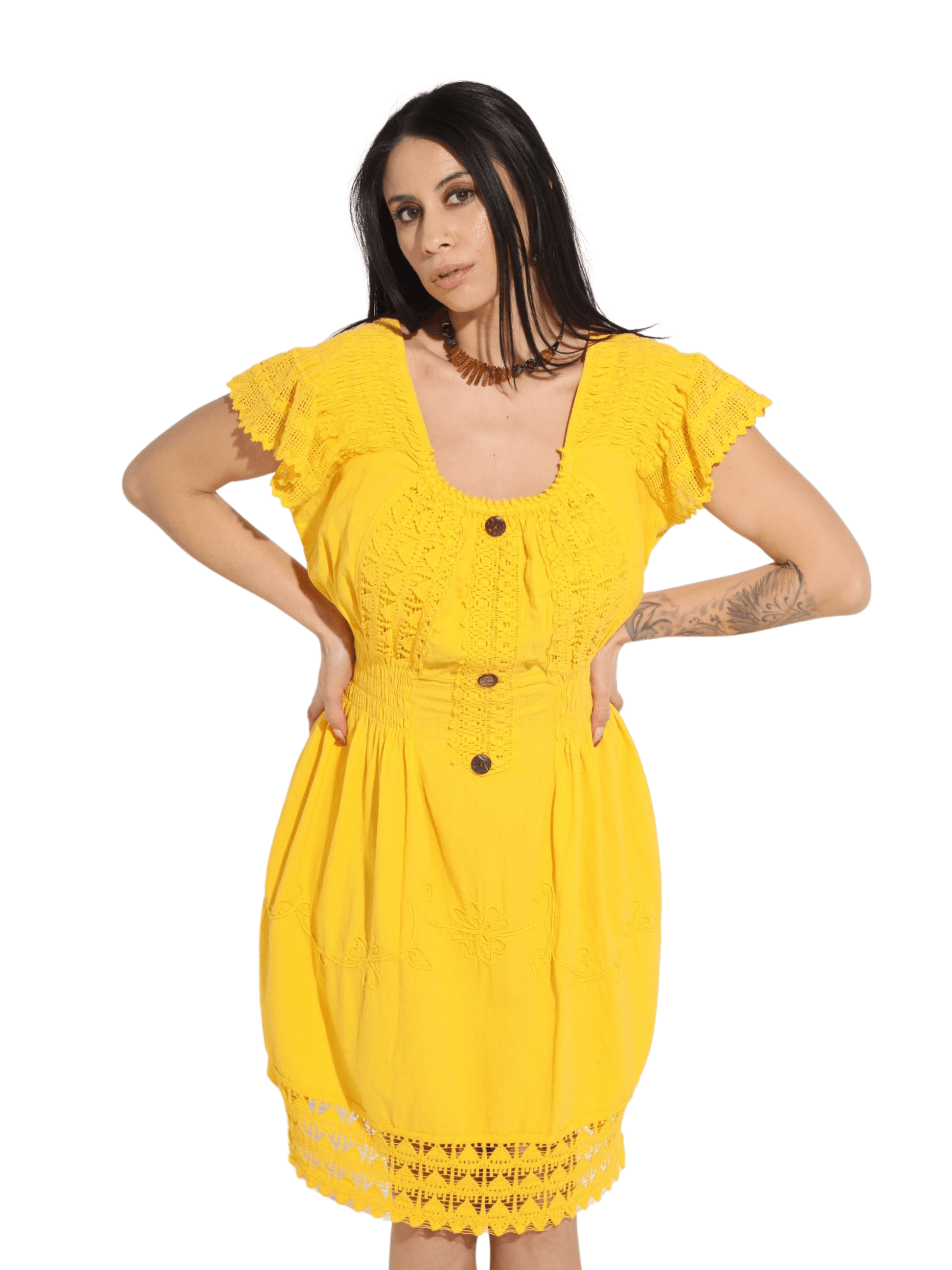 Fashion Corner LA Bright yellow Vestido Peruano (Copy Needed)