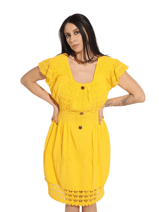 Fashion Corner LA Bright yellow Vestido Peruano (Copy Needed)