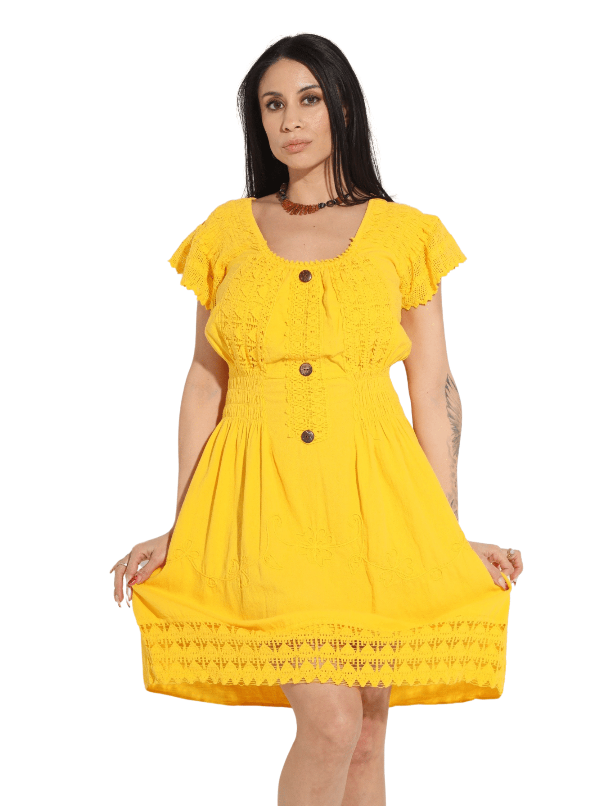 Fashion Corner LA Bright yellow Vestido Peruano (Copy Needed)