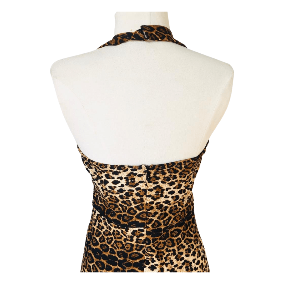 Fashion Corner LA Halter Mini Dress Leopard Print