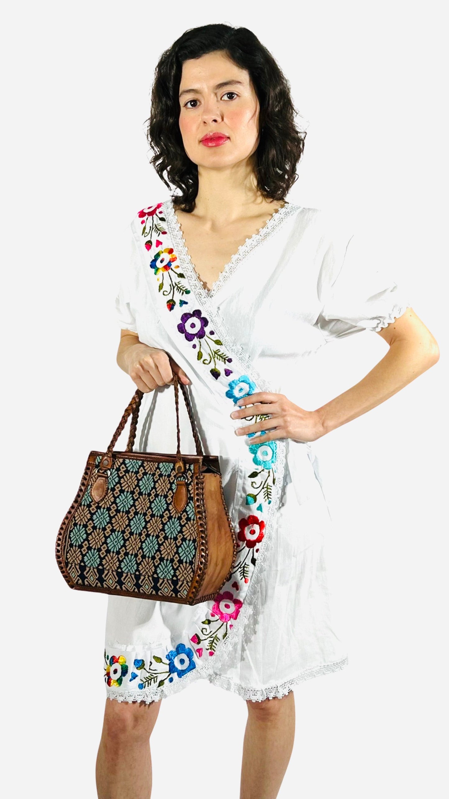 Fashion Corner LA Handmade Mexican Bags | Black and Teal