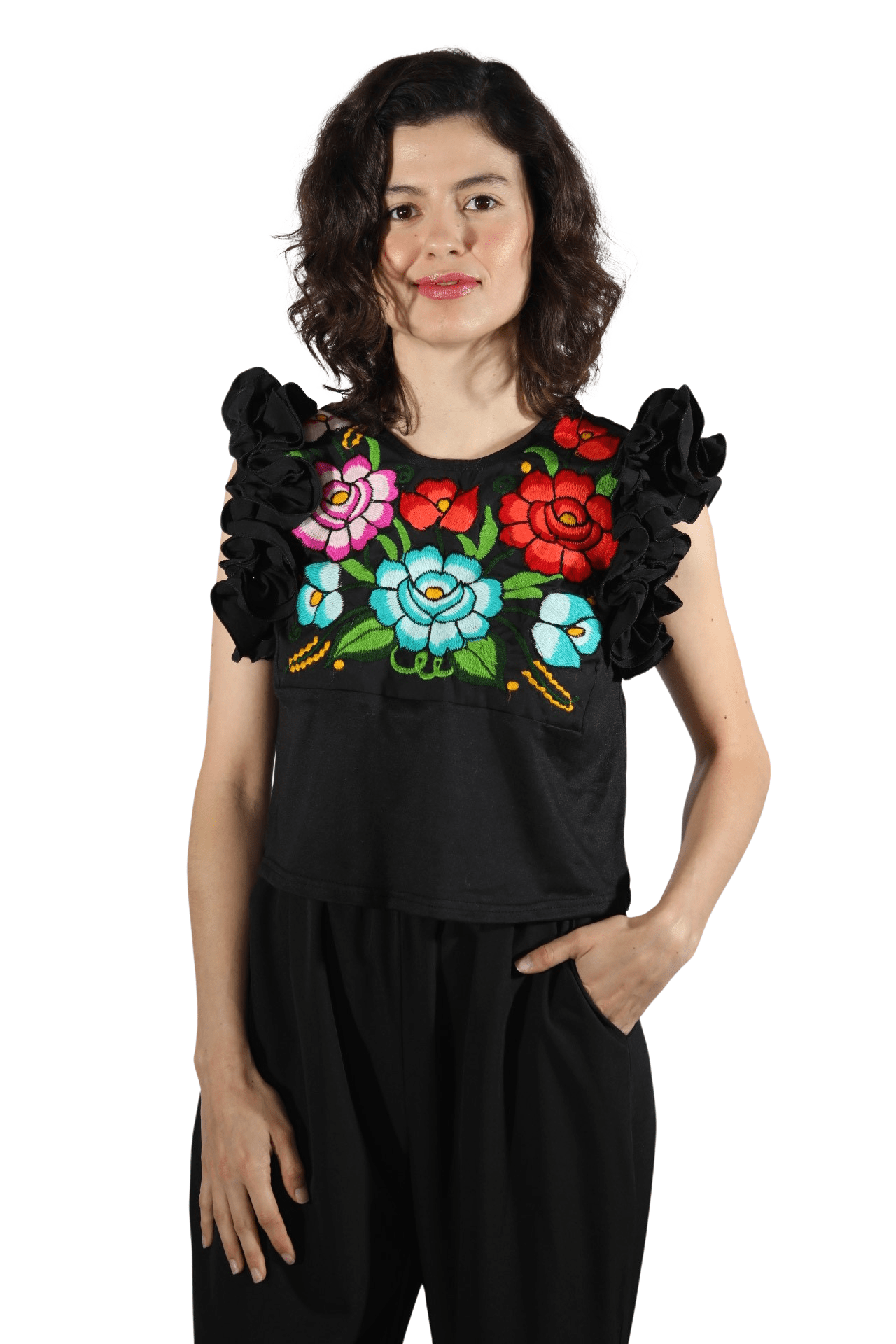 Fashion Corner LA Mexican Fiesta Dress | Black Mexican Dress With Flowers