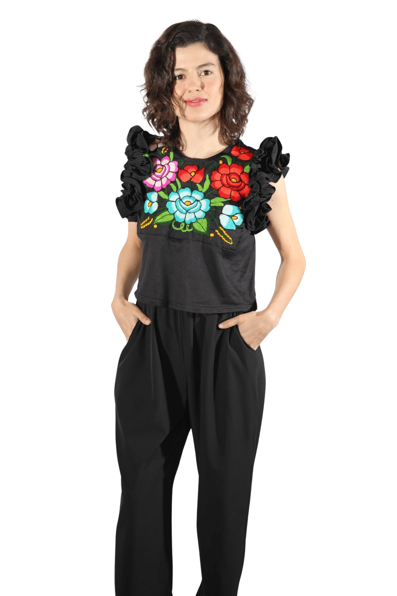 Fashion Corner LA Mexican Fiesta Dress | Black Mexican Dress With Flowers