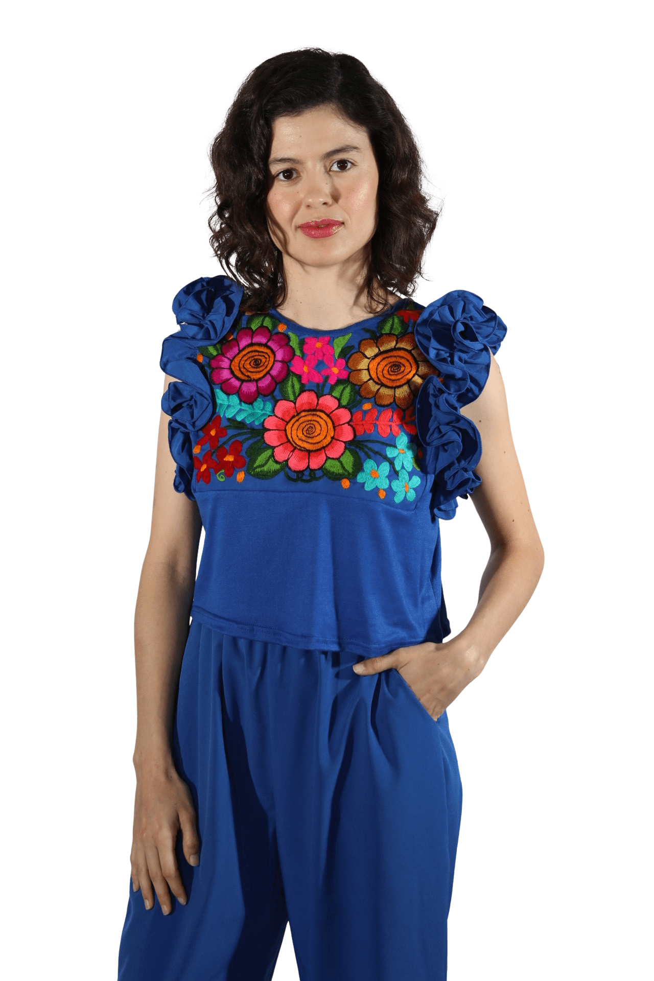 Fashion Corner LA Mexican Fiesta Dress | Blue Mexican Embroidered Dress