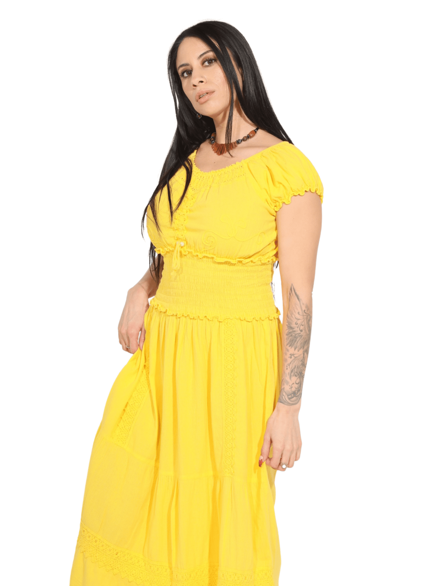 Fashion Corner LA Yellow Vestido Peruano Long Dress (Copy Needed)