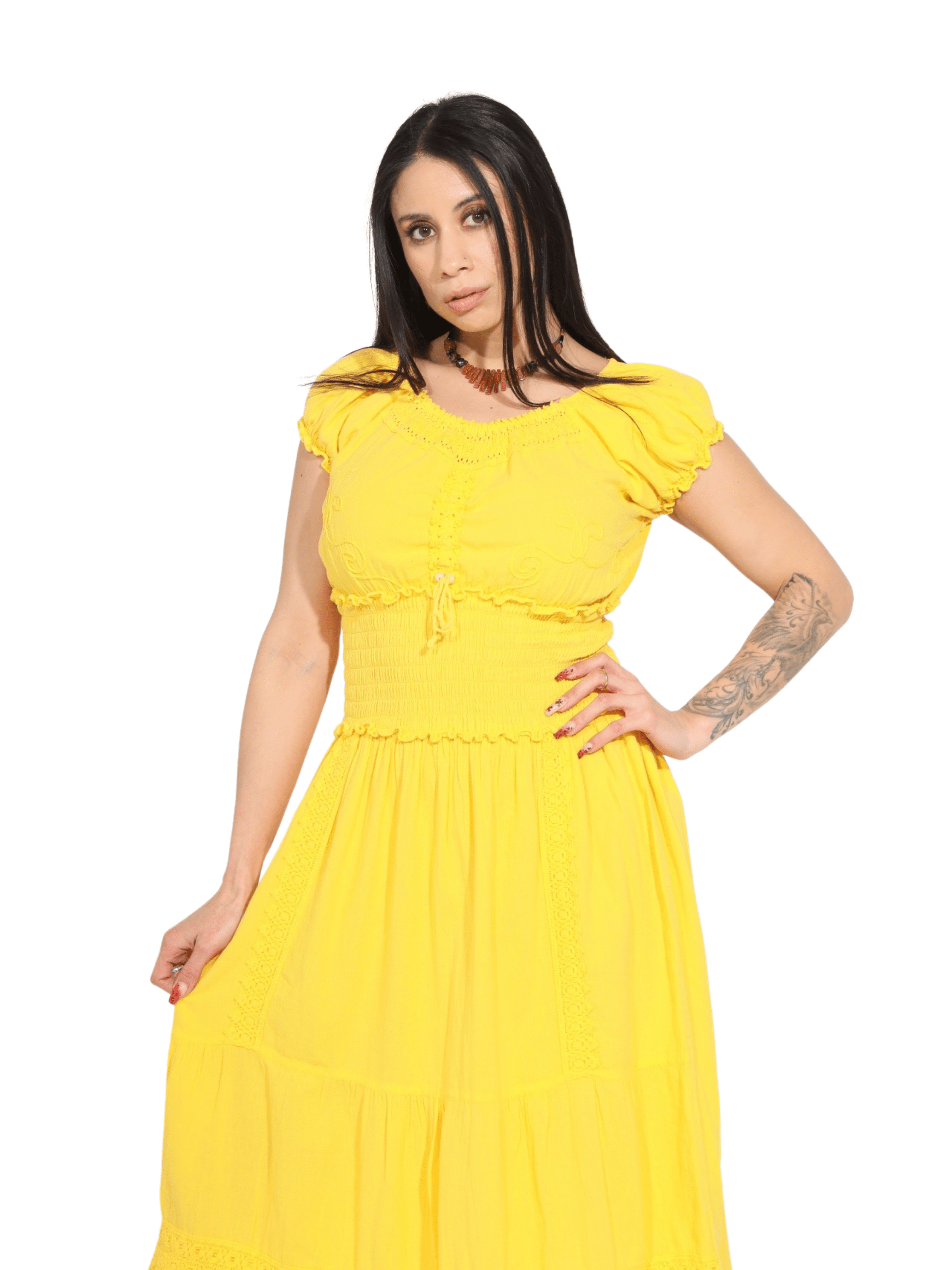 Fashion Corner LA Yellow Vestido Peruano Long Dress (Copy Needed)