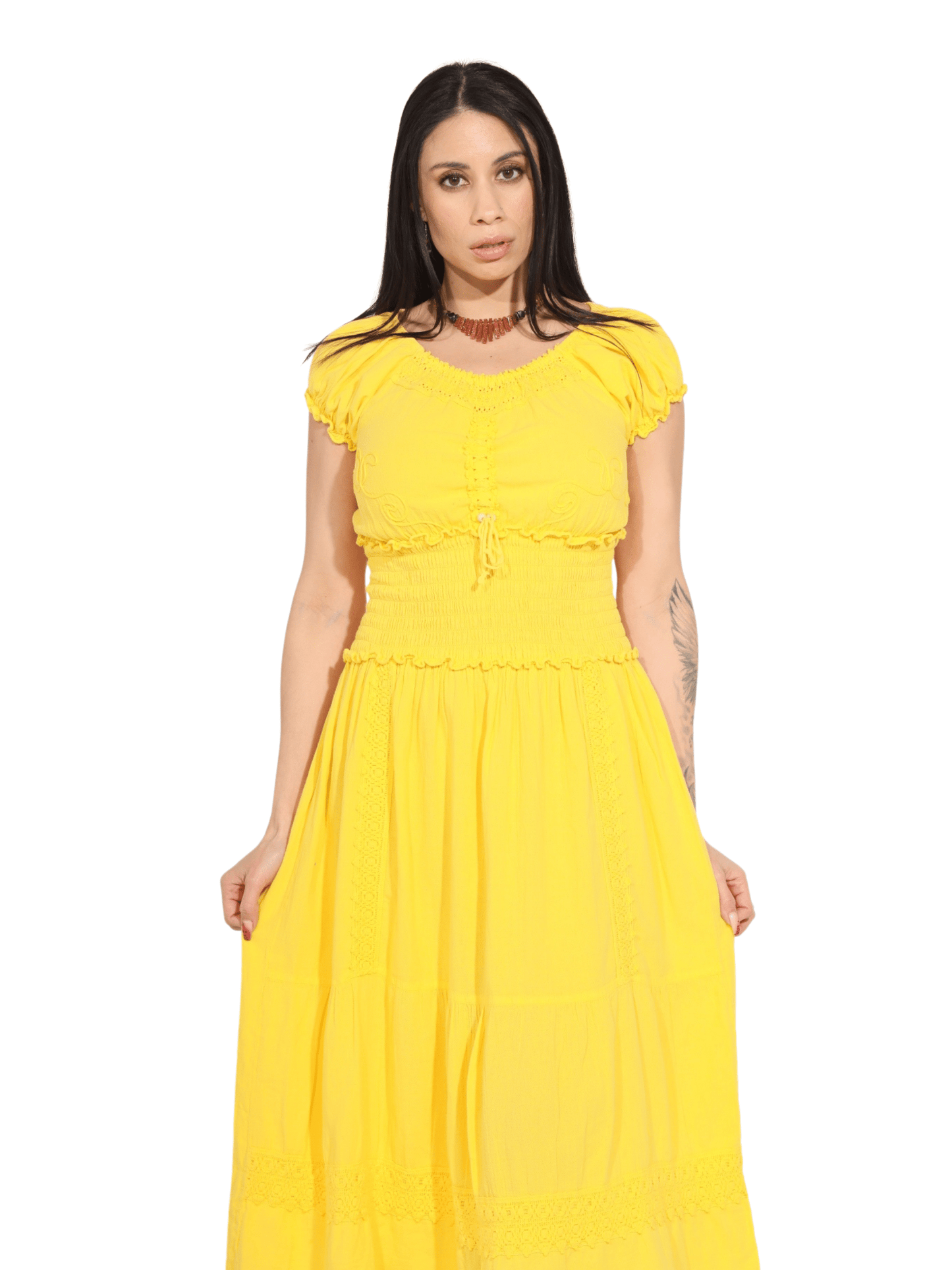 Fashion Corner LA Yellow Vestido Peruano Long Dress (Copy Needed)