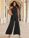 Trendsi Black / S Cutout Tied Pleated Sleeveless Jumpsuit