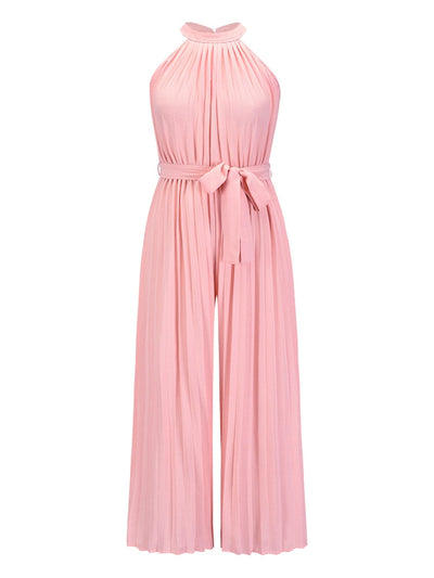 Trendsi Cutout Tied Pleated Sleeveless Jumpsuit