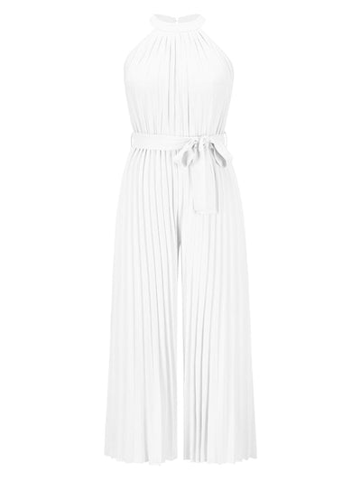 Trendsi Cutout Tied Pleated Sleeveless Jumpsuit