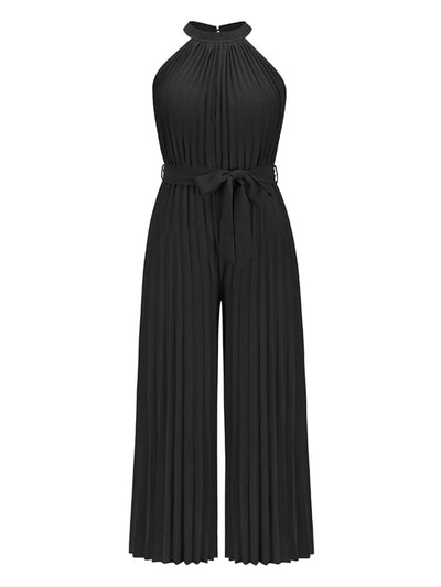 Trendsi Cutout Tied Pleated Sleeveless Jumpsuit