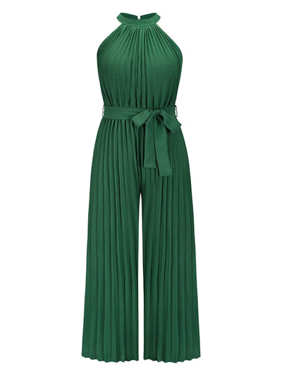 Trendsi Cutout Tied Pleated Sleeveless Jumpsuit