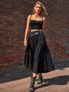 Trendsi Elastic Waist Tiered Midi Skirt