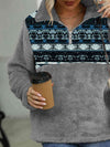 Trendsi Geometric Quarter-Zip Collared Sweatshirt