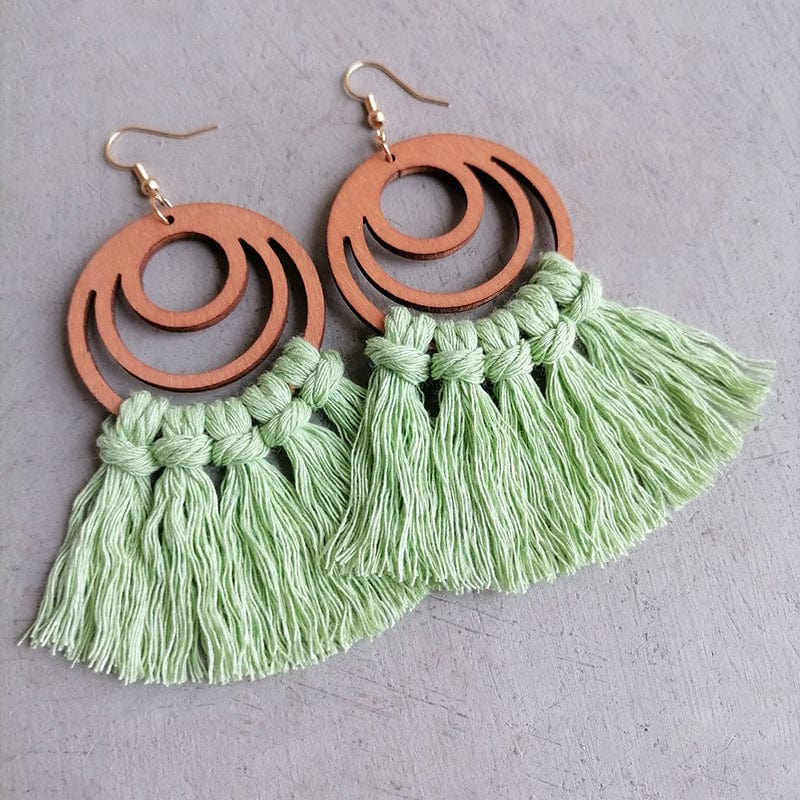 Trendsi Gum Leaf / One Size Tassel Detail Geometric Earrings