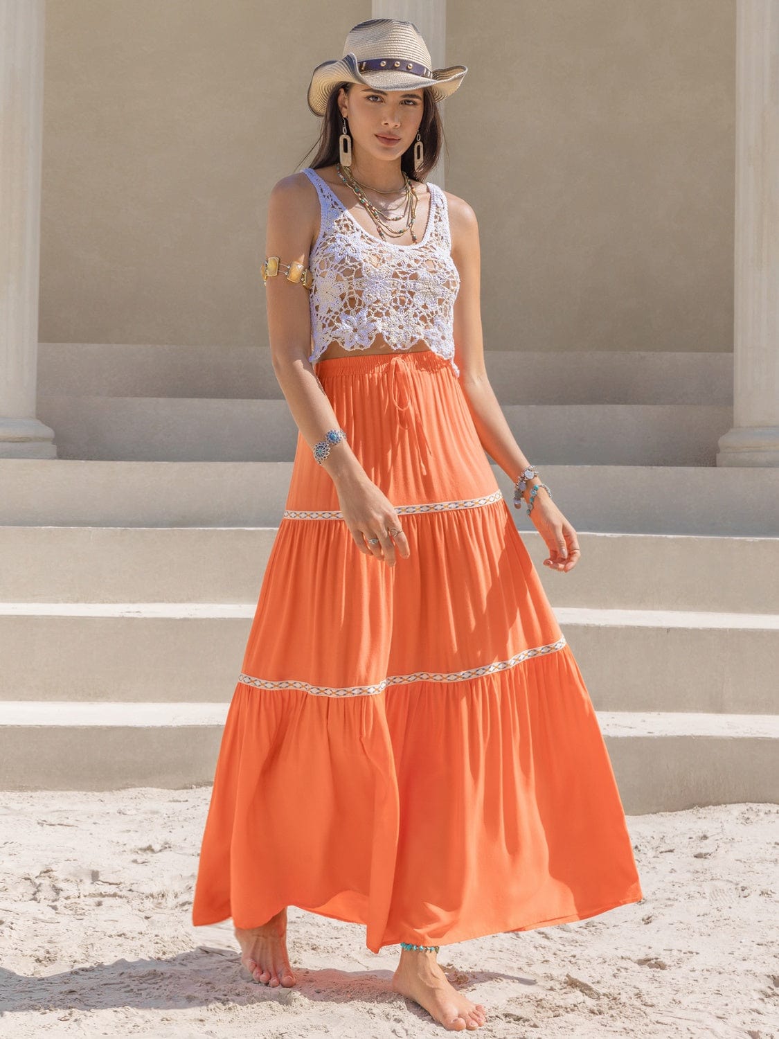 Trendsi High Waist Maxi Tiered Skirt