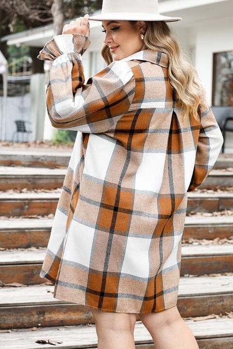 Trendsi Plus size Plus Size Plaid Button Up Shirt Dress