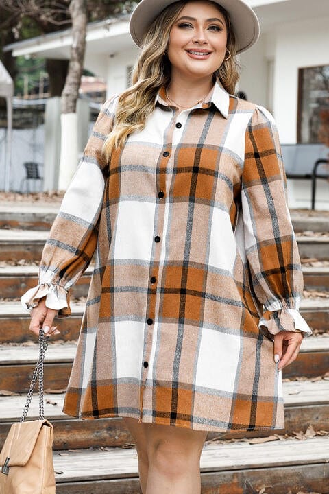 Trendsi Plus size Plus Size Plaid Button Up Shirt Dress