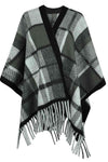 Trendsi Poncho Charcoal / One Size Cloak Sleeve Fringe Detail Poncho