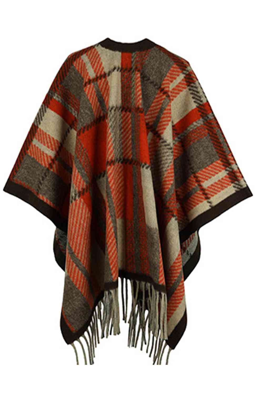 Trendsi Poncho Cloak Sleeve Fringe Detail Poncho