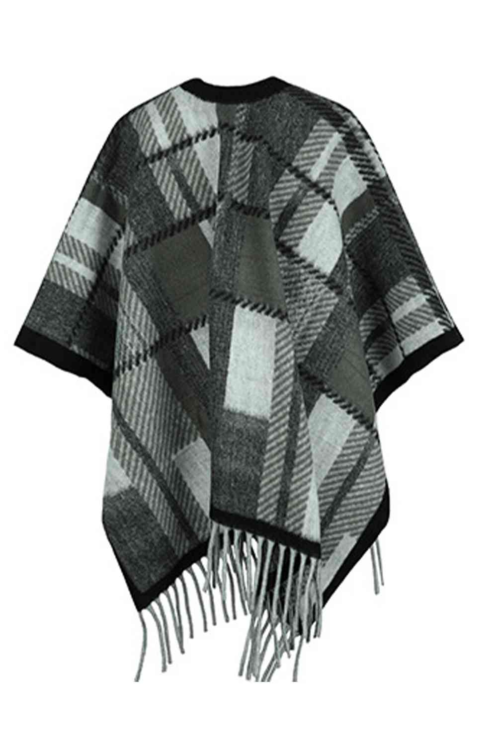 Trendsi Poncho Cloak Sleeve Fringe Detail Poncho