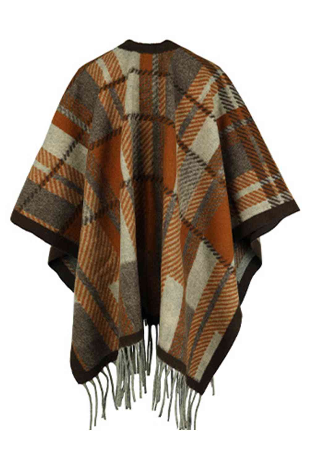 Trendsi Poncho Cloak Sleeve Fringe Detail Poncho