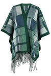 Trendsi Poncho Green / One Size Cloak Sleeve Fringe Detail Poncho