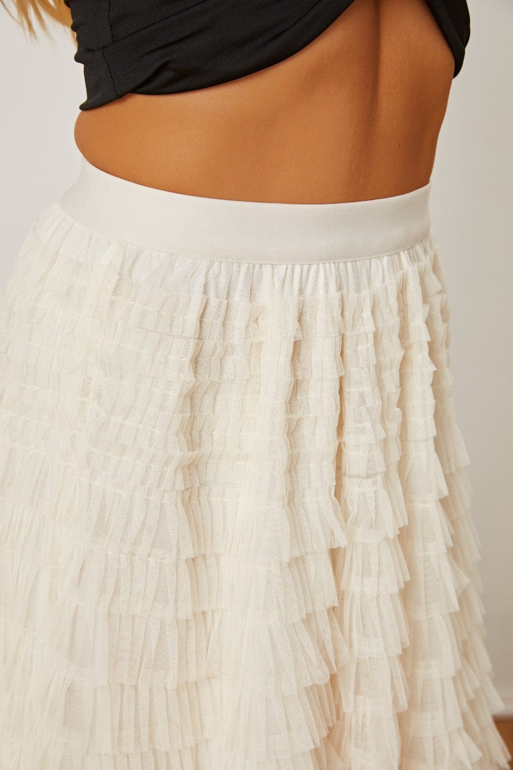 Trendsi Ruched High Waist Tiered Skirt