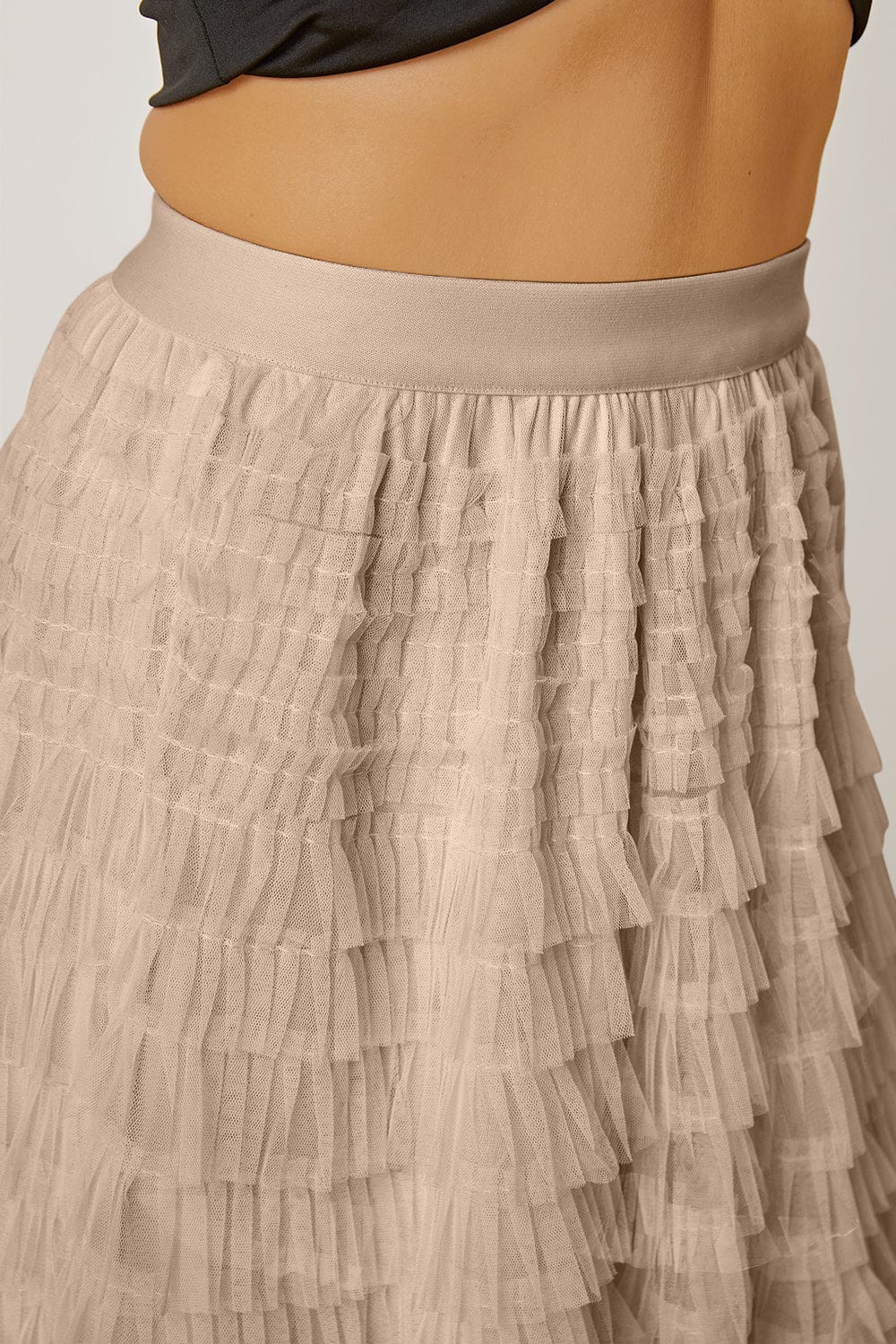 Trendsi Ruched High Waist Tiered Skirt