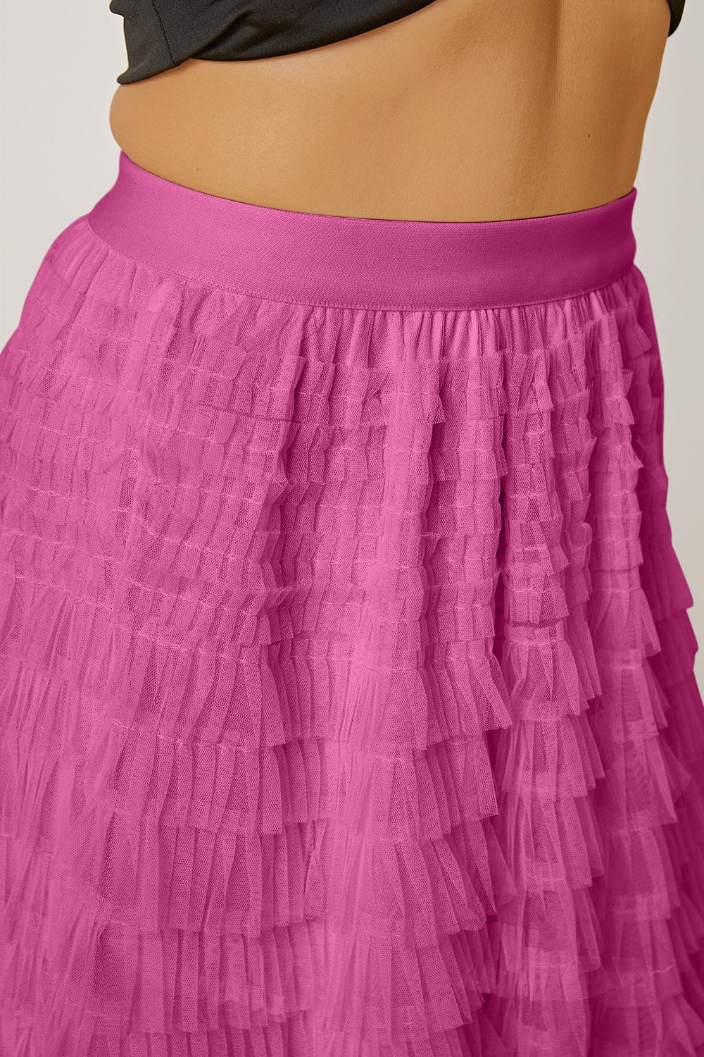 Trendsi Ruched High Waist Tiered Skirt