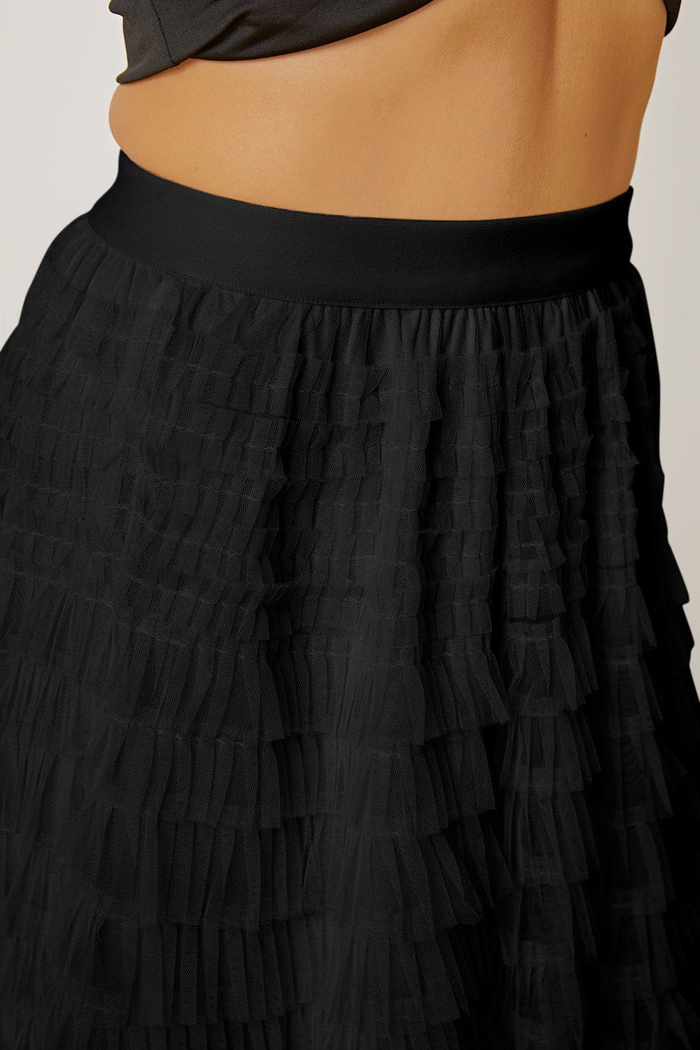 Trendsi Ruched High Waist Tiered Skirt