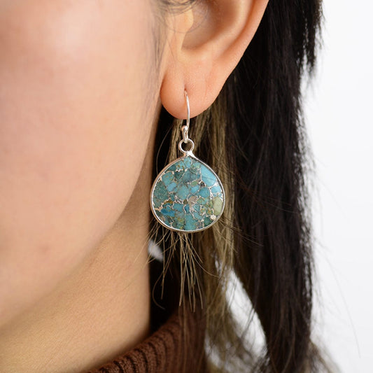 Trendsi Silver / One Size Natural Stone Teardrop Earrings