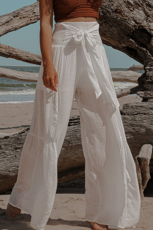 Trendsi Smocked Tied Wide Leg Pants