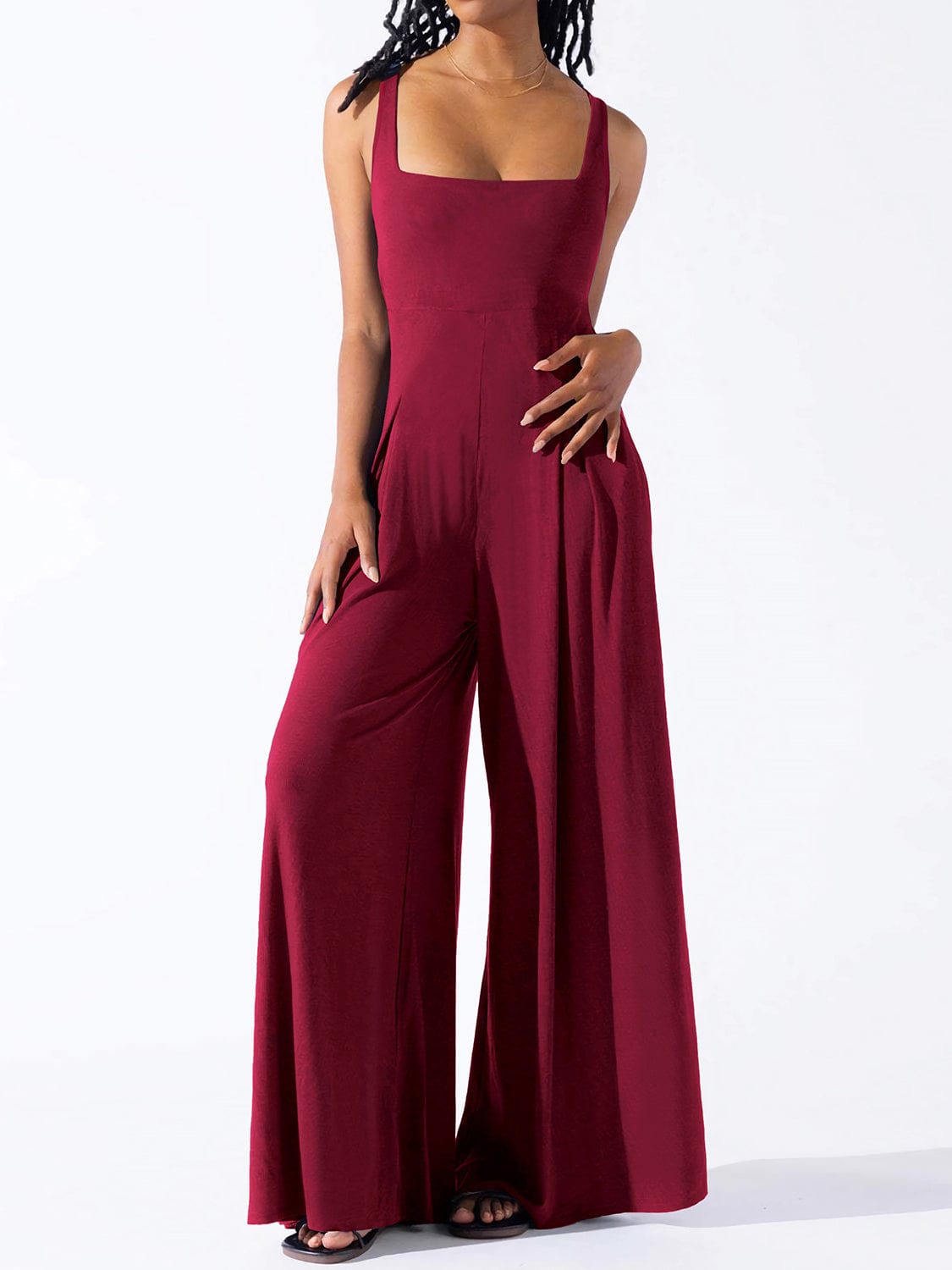 Trendsi Square Neck Wide Strap Jumpsuit