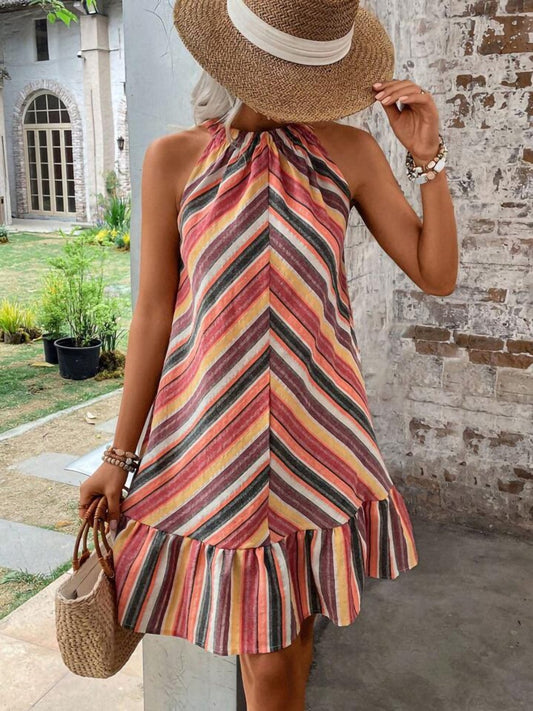 Trendsi Striped Grecian Neck Dress