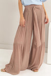 Trendsi Taupe / S HYFVE Tie Front Ruched Tiered Pants