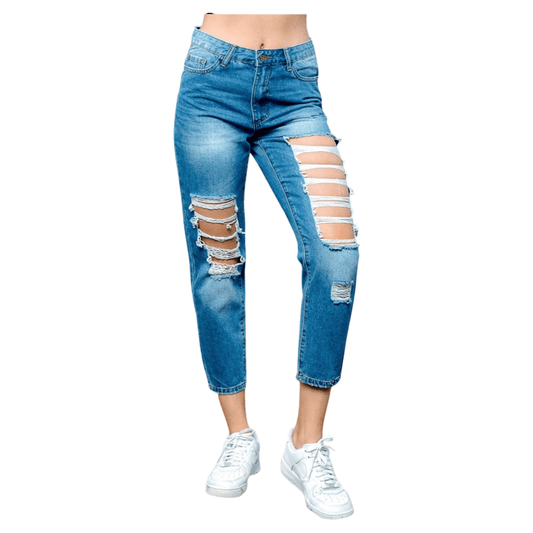 Fashion Corner LA 1 High Waisted Distressed Mom Jeans