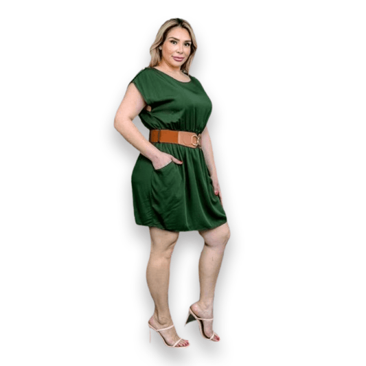 Fashion Corner LA 2XL Plus Size Sleeveless Mini Dress With Belt