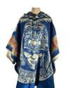 fashion-corner-la Aztec Chal Blue Hooded Poncho
