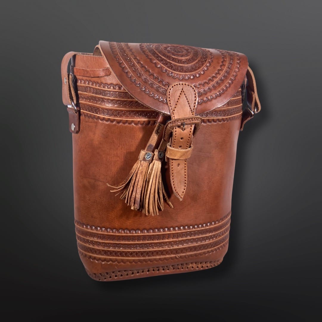Mexican Leather Envelope Crossbody Bag - Embroidered