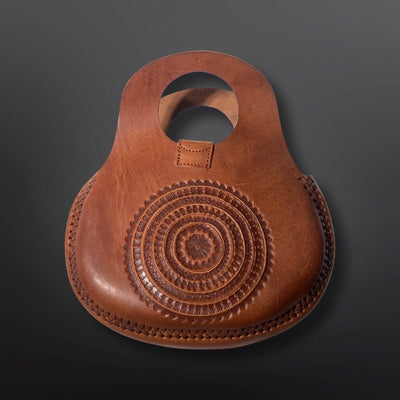 fashion-corner-la Leather Circle Handle Handbag