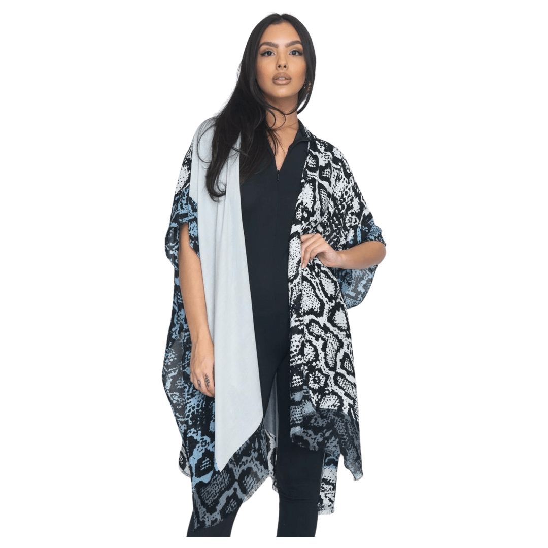 Fashion Corner LA One Size Long Animal Print Cover Up Cardigan/ Poncho